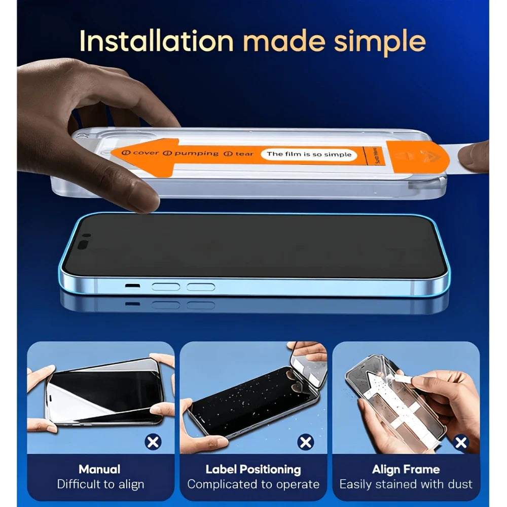 NNBILI 3pc Ultra HD Tempered Glass Screen Protector | Full Coverage with Auto-Alignment Kit