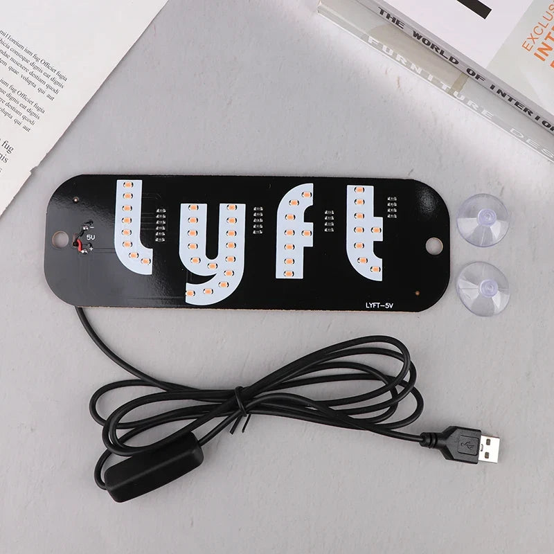 LED Taxi Signal Light for Lyft Logo | USB Cab Panel Indicator with Suction Cups