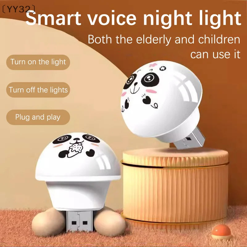 USB Panda Smart Voice Controlled Night Light | AI-Powered Bedside Lamp for Kids and Adults