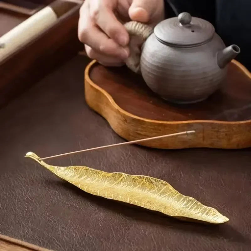 Incense Holder Ash Catcher | Long Leaf Design for Meditation and Home Decor