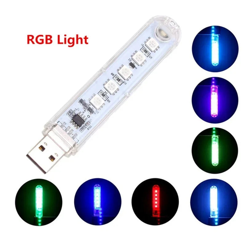 Mini USB LED Book Light | RGB Ultra Bright Reading Lamp with 3 Brightness Levels