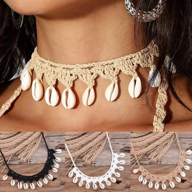 Handmade Shell Choker Necklace | Bohemian Beach Jewelry for Women