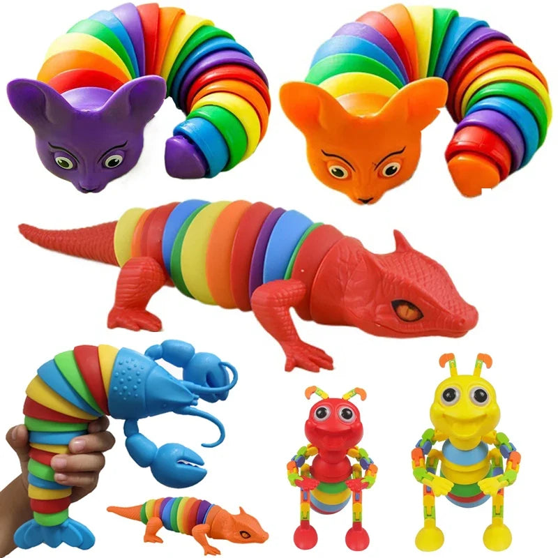 2025 New Fidget Slug Toy | 3D Colorful Sensory Decompression Toy for Kids and Adults