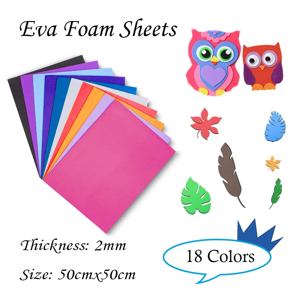 Colorful EVA Foam Sheets 2mm | 50x50cm Craft Foam Paper for DIY Projects