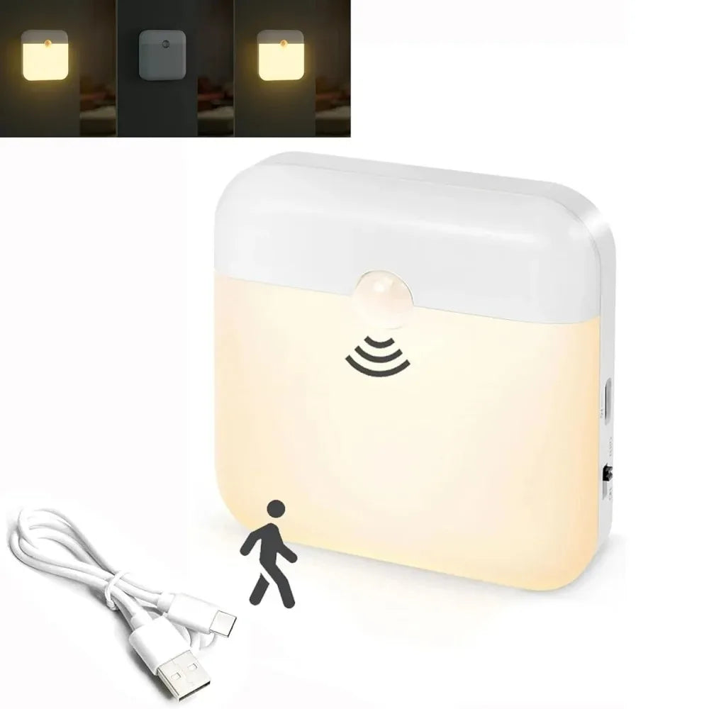 PIR Motion Sensor Night Light | USB Rechargeable LED Lamp