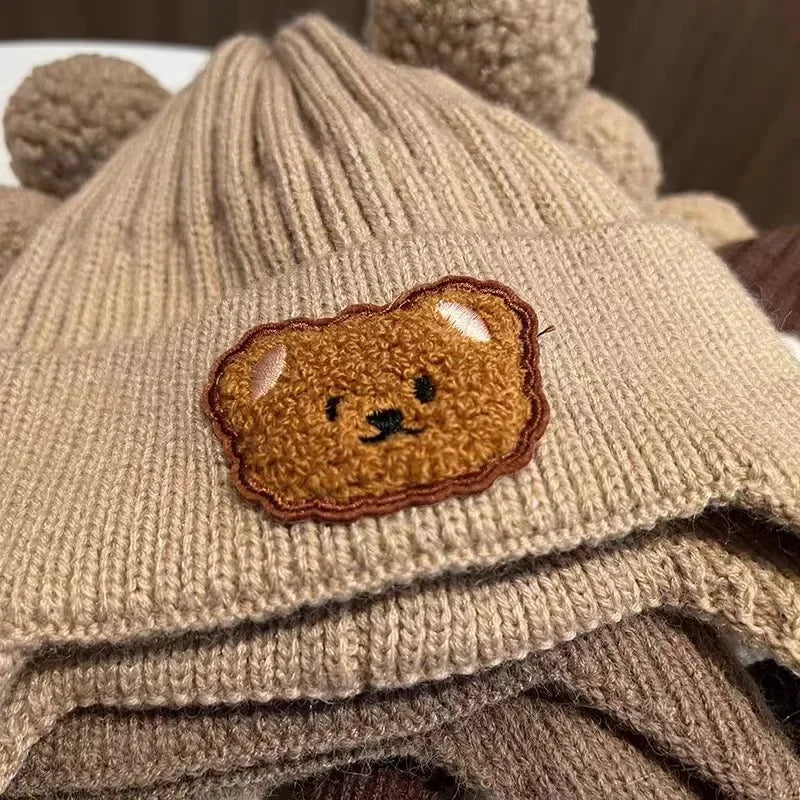 Baby Bear Ear Protection Hat | Winter Thickened Warm Knitted Hat for Children