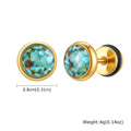 Natural Stone Stud Earrings for Men | Stainless Steel Plated Round Earring Gift