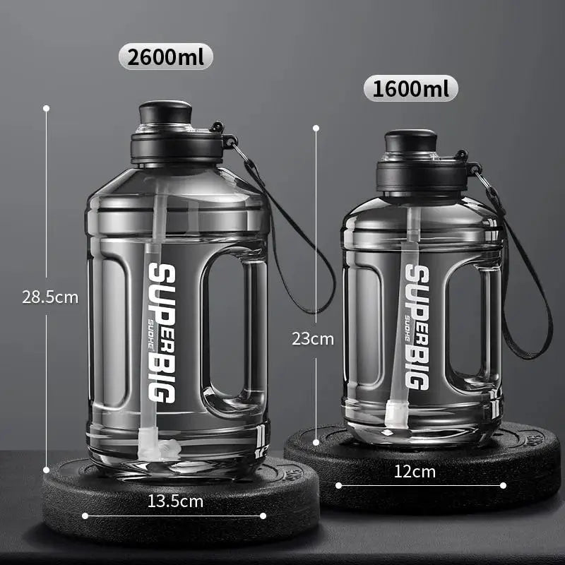 Large Capacity Sports Water Bottle with Straw | Leakproof Plastic Drinking Bottle for Outdoor Travel and Gym