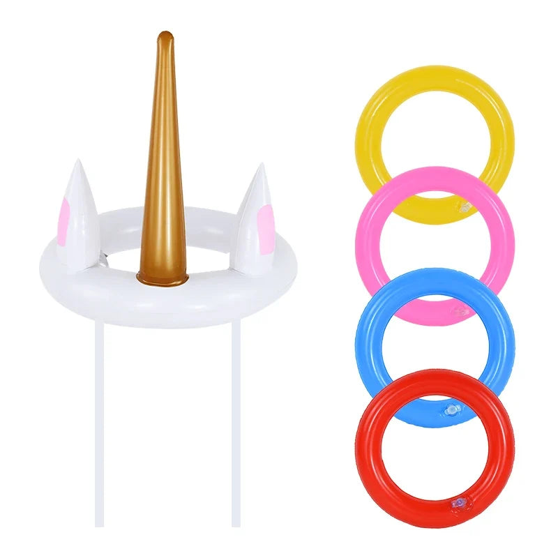 Unicorn Inflatable Ring Toss Game | Kids Birthday Party Beach Pool Toy