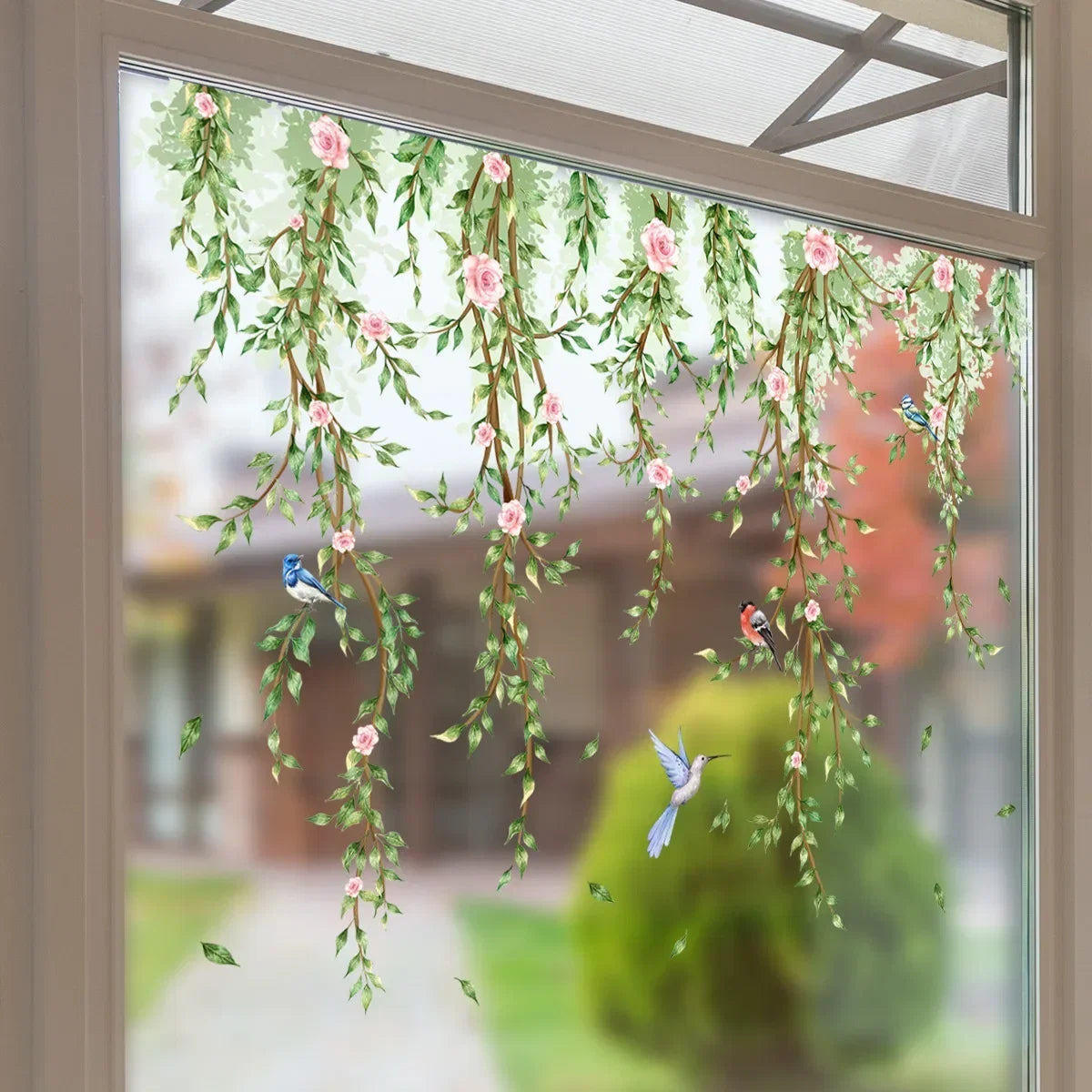 Branches Flowers Birds Window Sticker | Electrostatic Decorative Mural