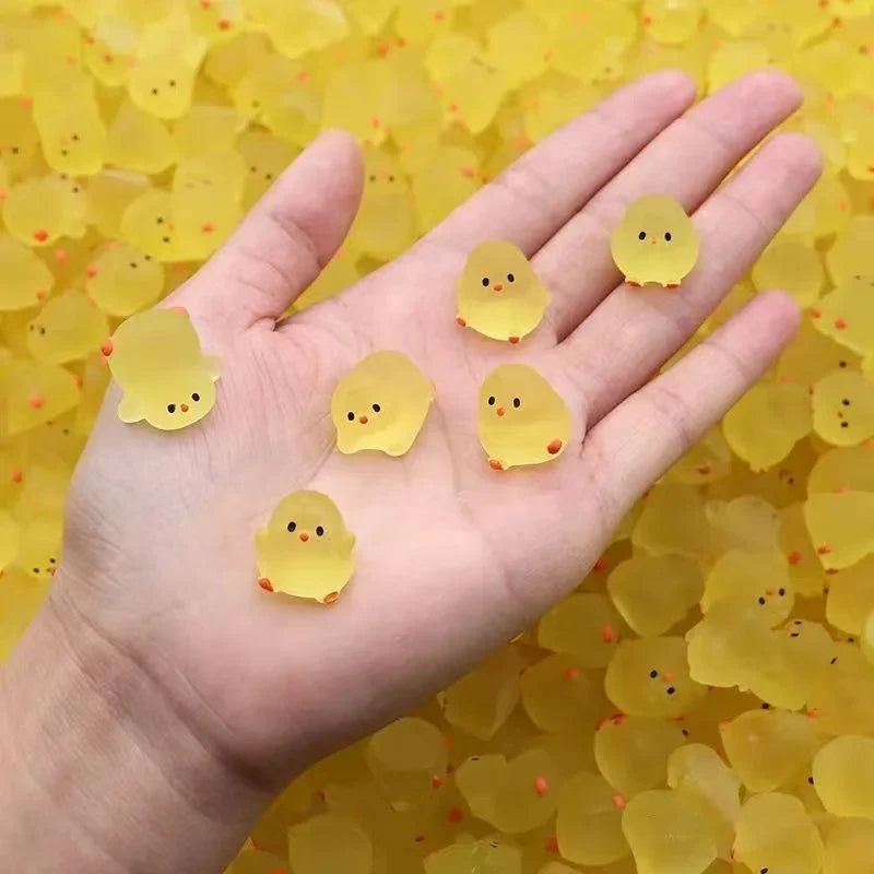 Mini Fluorescence Chicken Moss Toy Set | Glow in the Dark Fairy Garden Miniatures