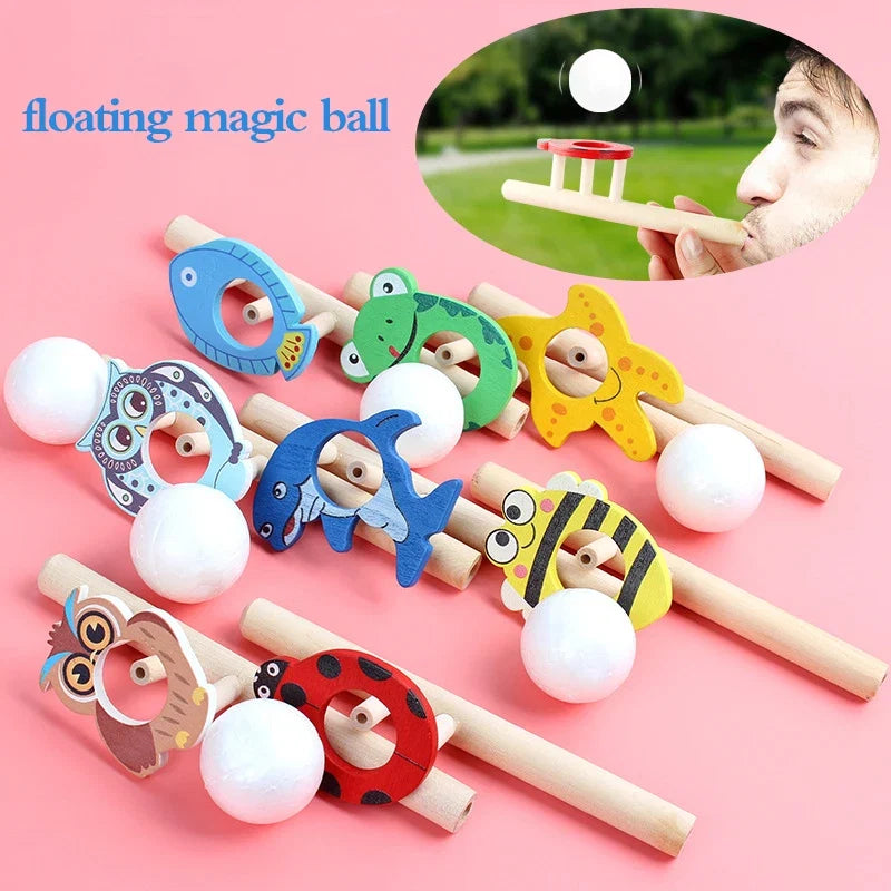 Wood Floating Blow Pipe Ball Game Toy | Balance Training Educational Toy for Kids