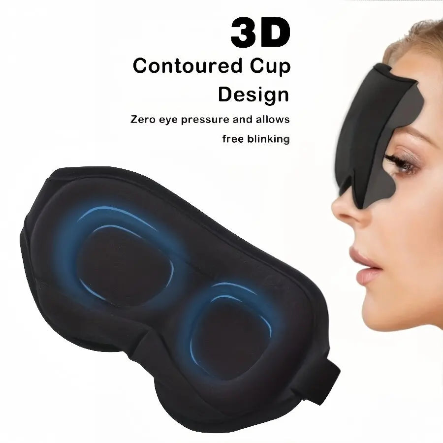 3D Contoured Sleep Mask for Adults and Kids | Light Blocking Eye Cover