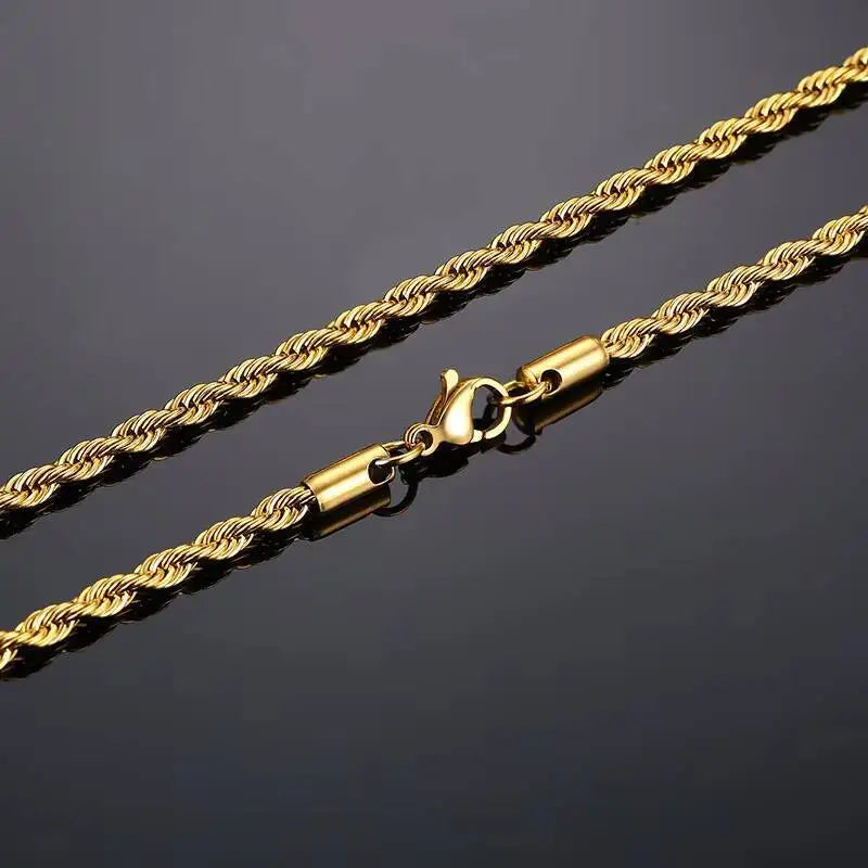 Vnox Twist Rope Chain Necklace for Men Women | Waterproof Stainless Steel Unisex Chain