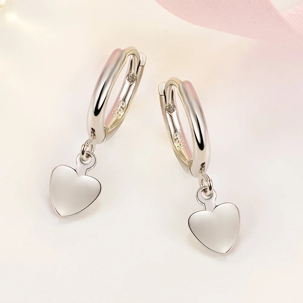 925 Sterling Silver Heart Stud Earrings Set | Classic Fine Jewelry for Women
