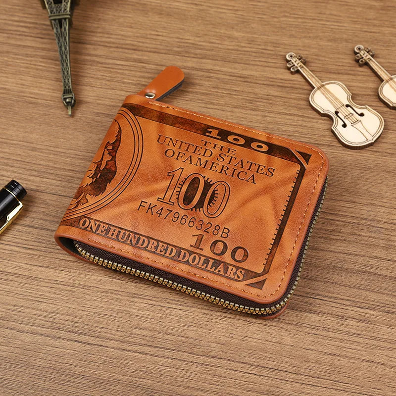 CEXIKA PU Leather Men's Wallet | Zipper Clutch Money Clip Card Holder