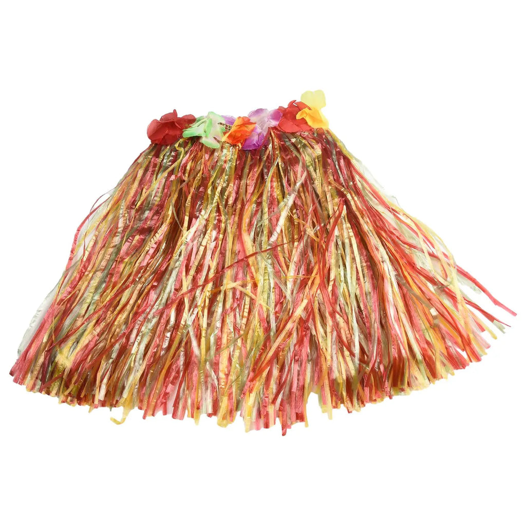 Kids Hawaiian Luau Costume Set | Grass Skirt Lei Flower Bracelets Headband