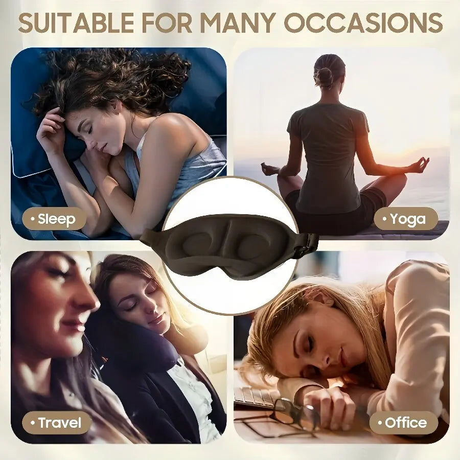 3D Contoured Sleep Mask for Adults and Kids | Light Blocking Eye Cover