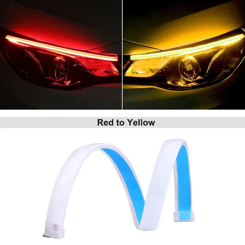 12V LED Car Daytime Running Light | Flexible Waterproof Strip with Flowing Turn Signal