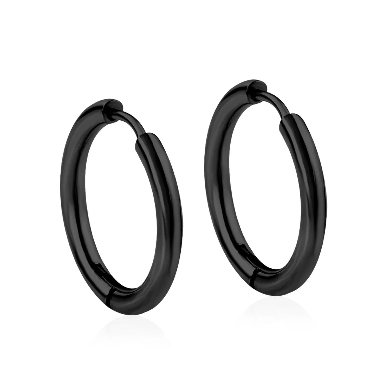 Stainless Steel Hoop Earrings for Women | Hypoallergenic Round Hinged Hoops - 12/14/16mm