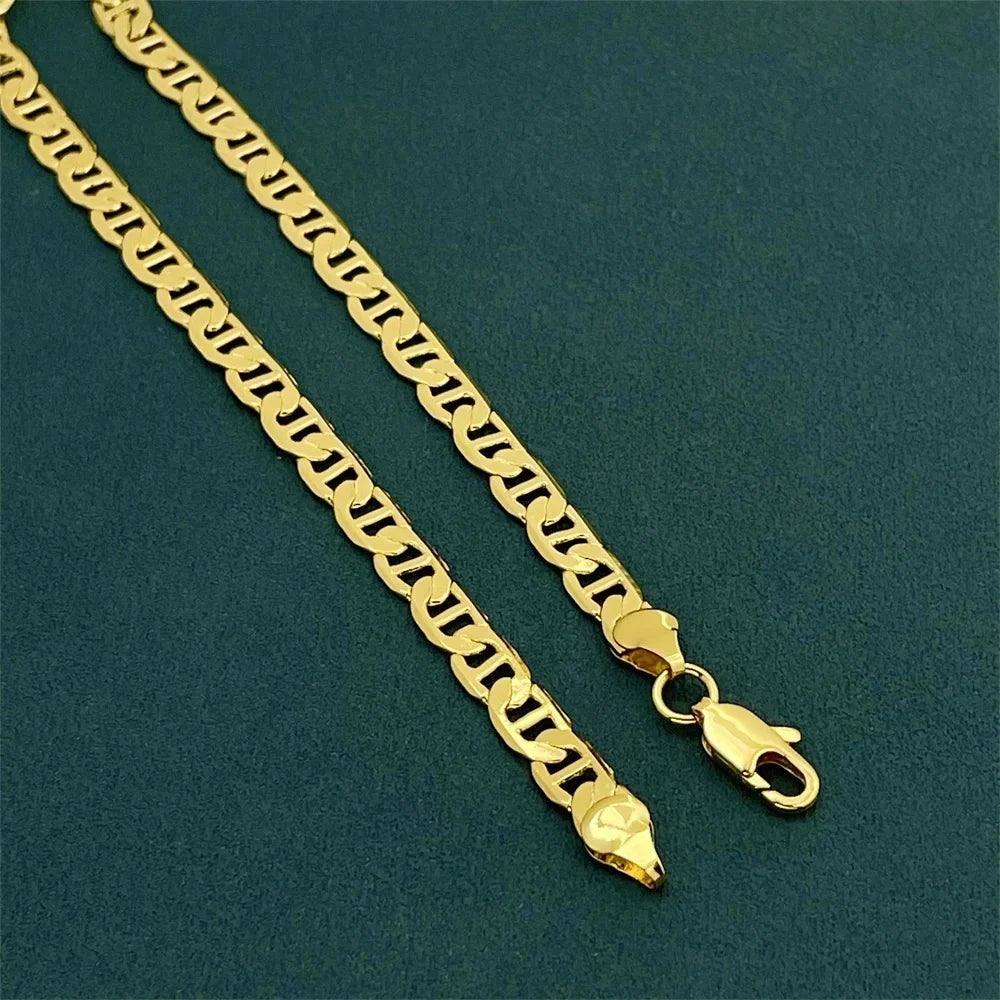 Andara 925 Sterling Silver Gold Plated 6mm Figaro Necklace | Unisex Engagement Gift