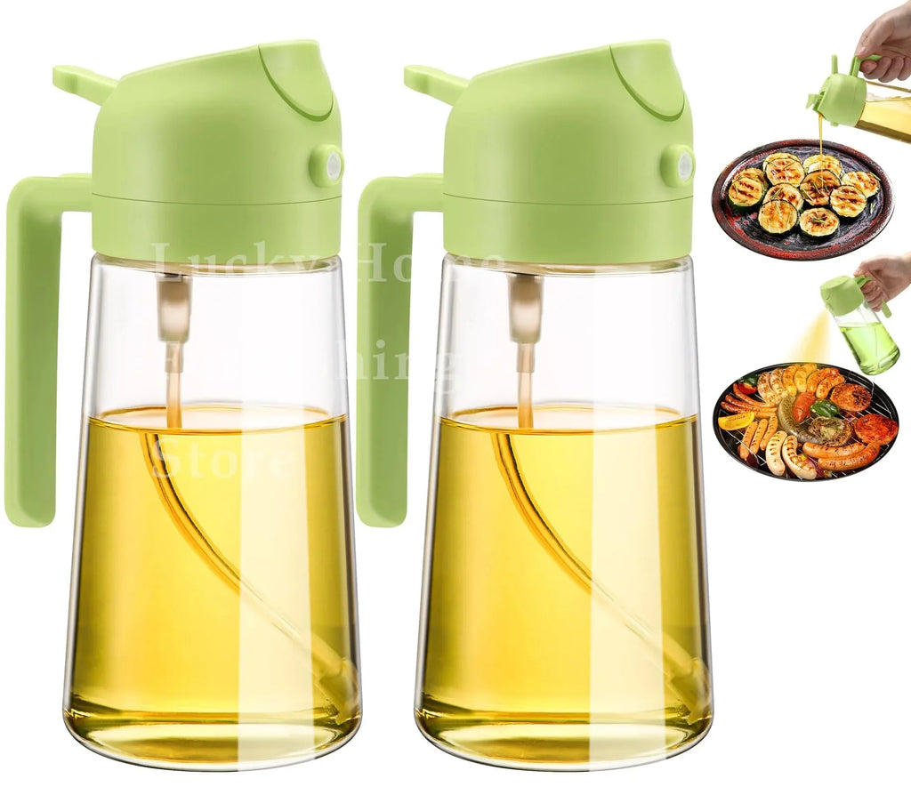 2 in 1 Oil Sprayer and Dispenser Bottle | Cooking Oil Spray Bottle for BBQ, Air Fryer, and Salad