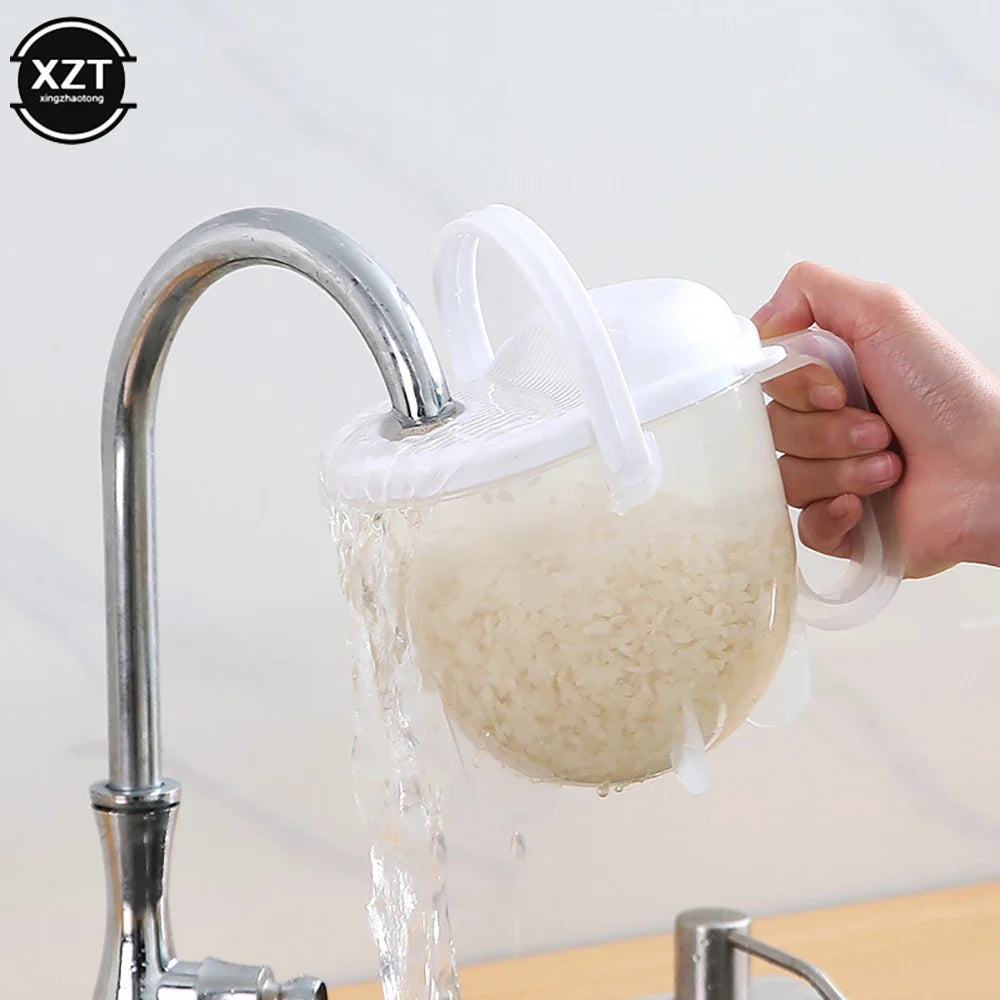 Portable Plastic Rice Cleaning Sieve | Hands-Free Kitchen Tool