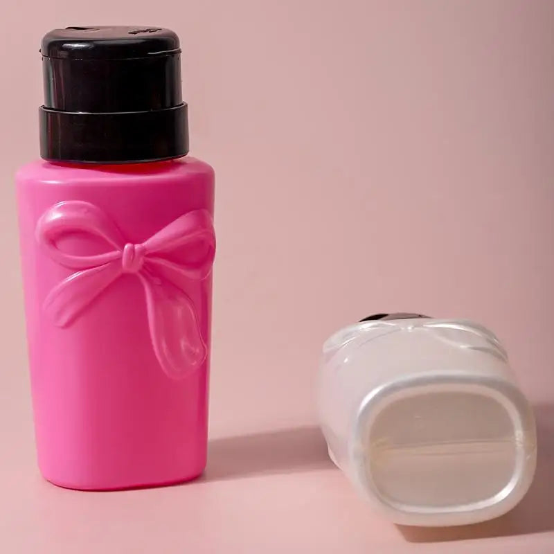Push Down Plastic Bow Pump Dispenser Bottle | Refillable Nail Polish & Makeup Remover Container