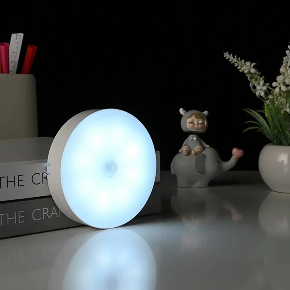 8LED Motion Sensor Night Light | USB Rechargeable Auto-On Lamp for Bedroom