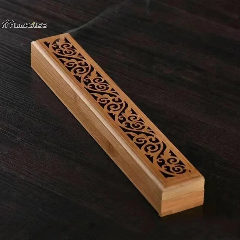Natural Bamboo Incense Burner Holder with Storage Box | Aromatherapy Incense Tool