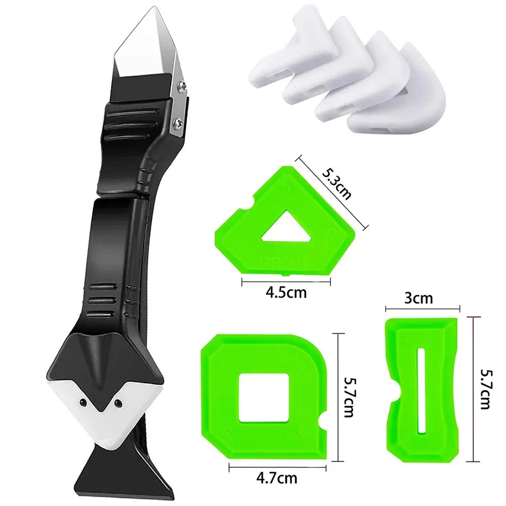5in1 Silicone Scraper Squeegee Glue Remover Tool Kit | Multifunctional Caulking & Grout Tool Set