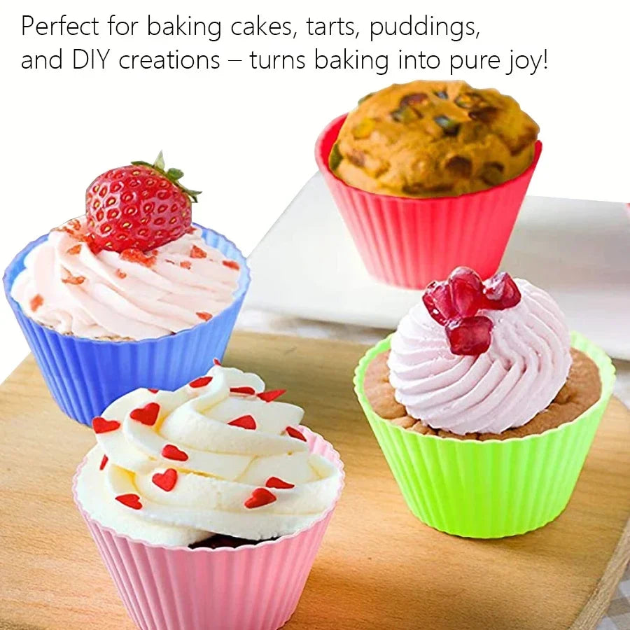 12-Piece Silicone Cupcake Mold Set | Non-Stick Baking Cups for Muffins and Cakes