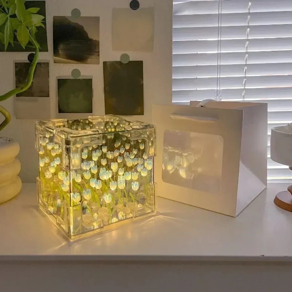 DIY Tulip Sea Mirror Night Light Kit | Handmade Craft Gift Set