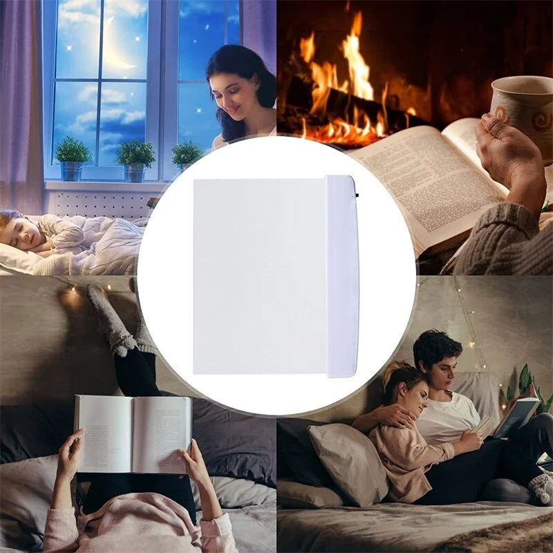 Flat Panel LED Book Light | Eye-Caring Portable Reading Lamp for Bed Travel