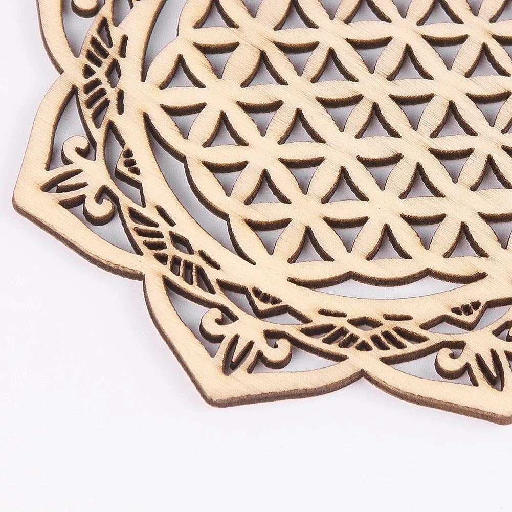 Wooden Chakra Board with Metatron Flower | Laser Engraved Meditation Coaster