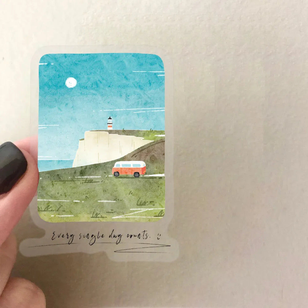 50PCS Transparent Mountain and Sea Painting Stickers | Waterproof Clear PET for Scrapbooking