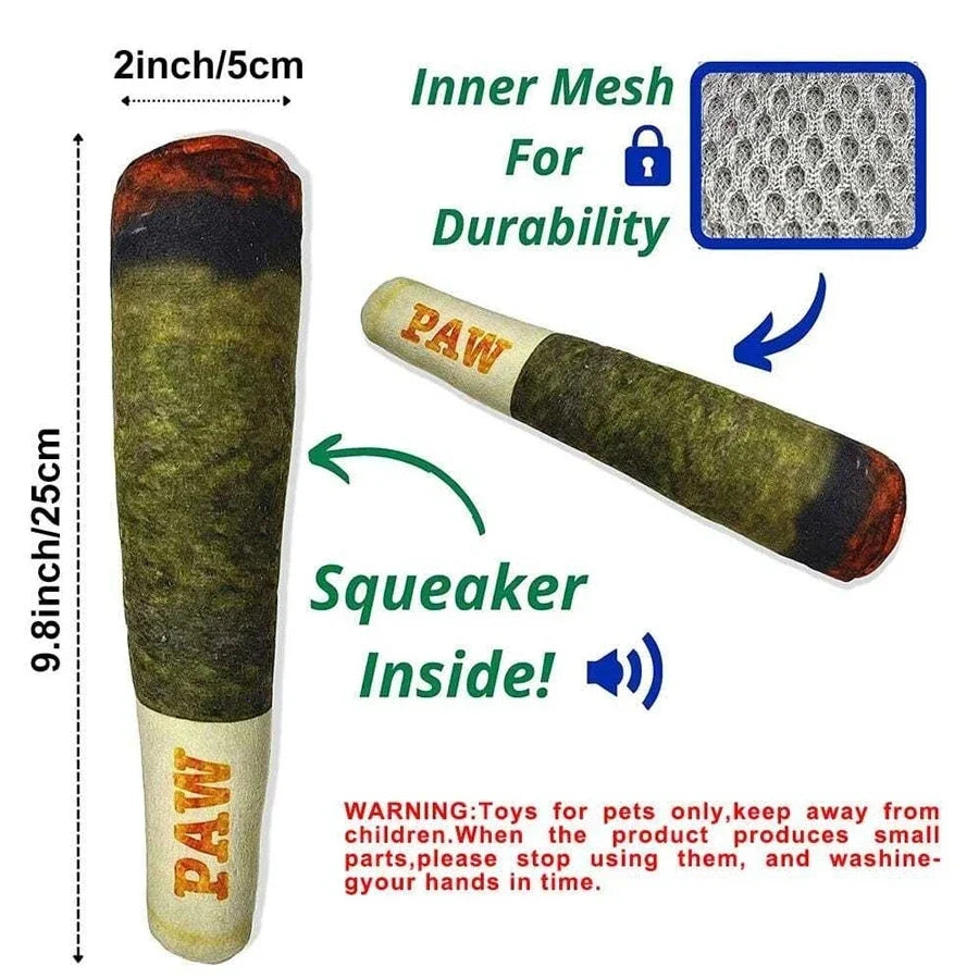 Interactive Dog Squeaky Toy | Indestructible Plush Cigar for Small Dogs