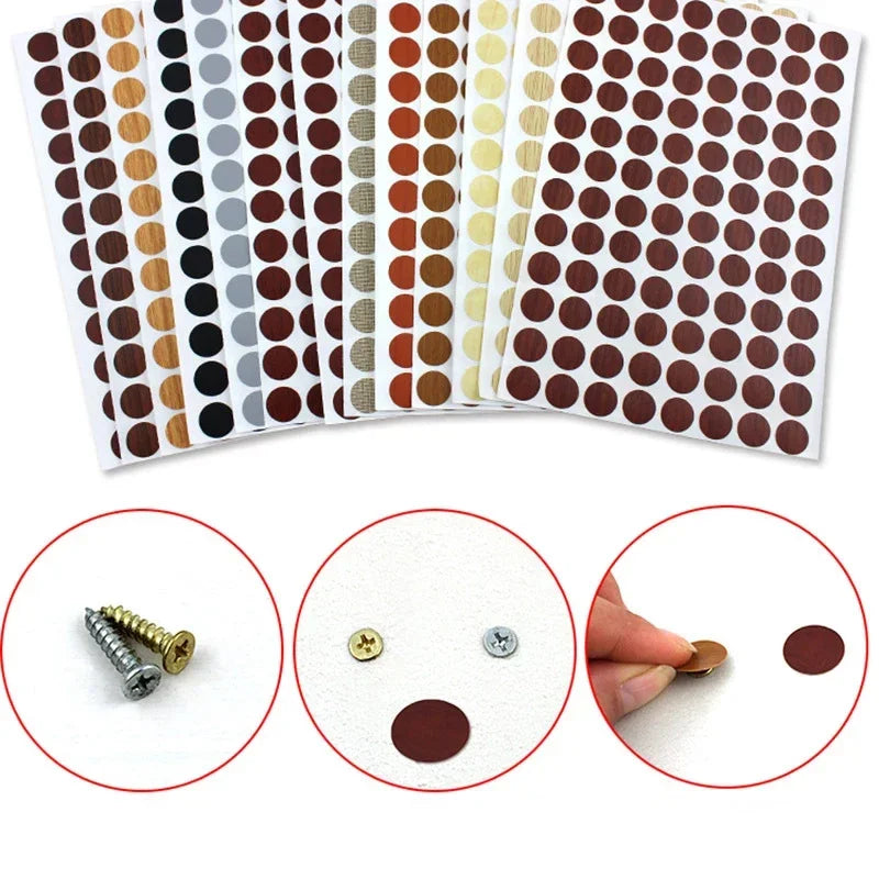 96Pcs 15mm Wood Furniture Screw Cap Covers | Self-Adhesive Hole Stickers for Desk Cabinets
