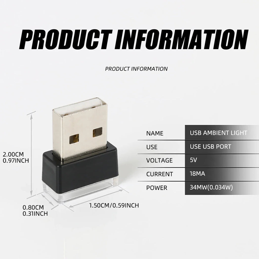 Mini USB LED Atmosphere Light | Multicolor Night Light for PC and Car