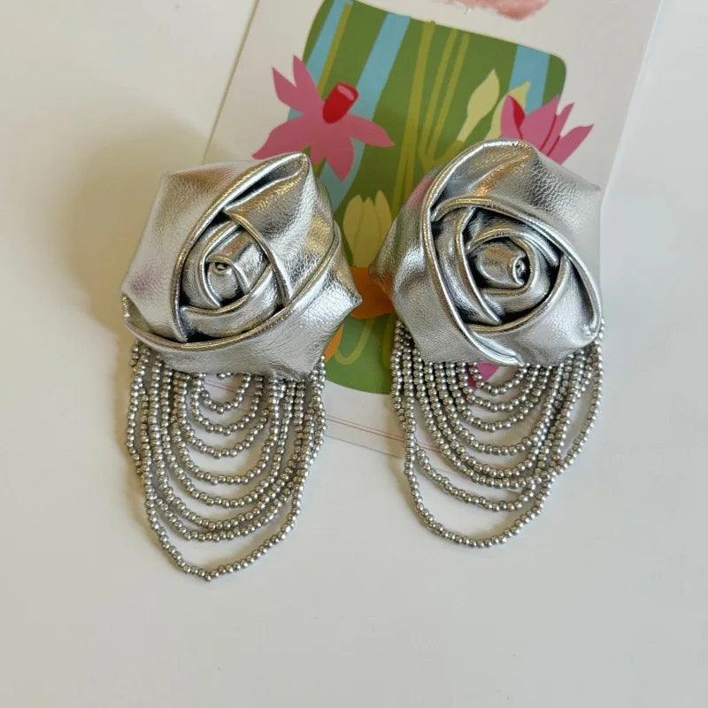 Fairy Mesh Rose Drop Earrings | Handmade Boho Tassel Jewelry