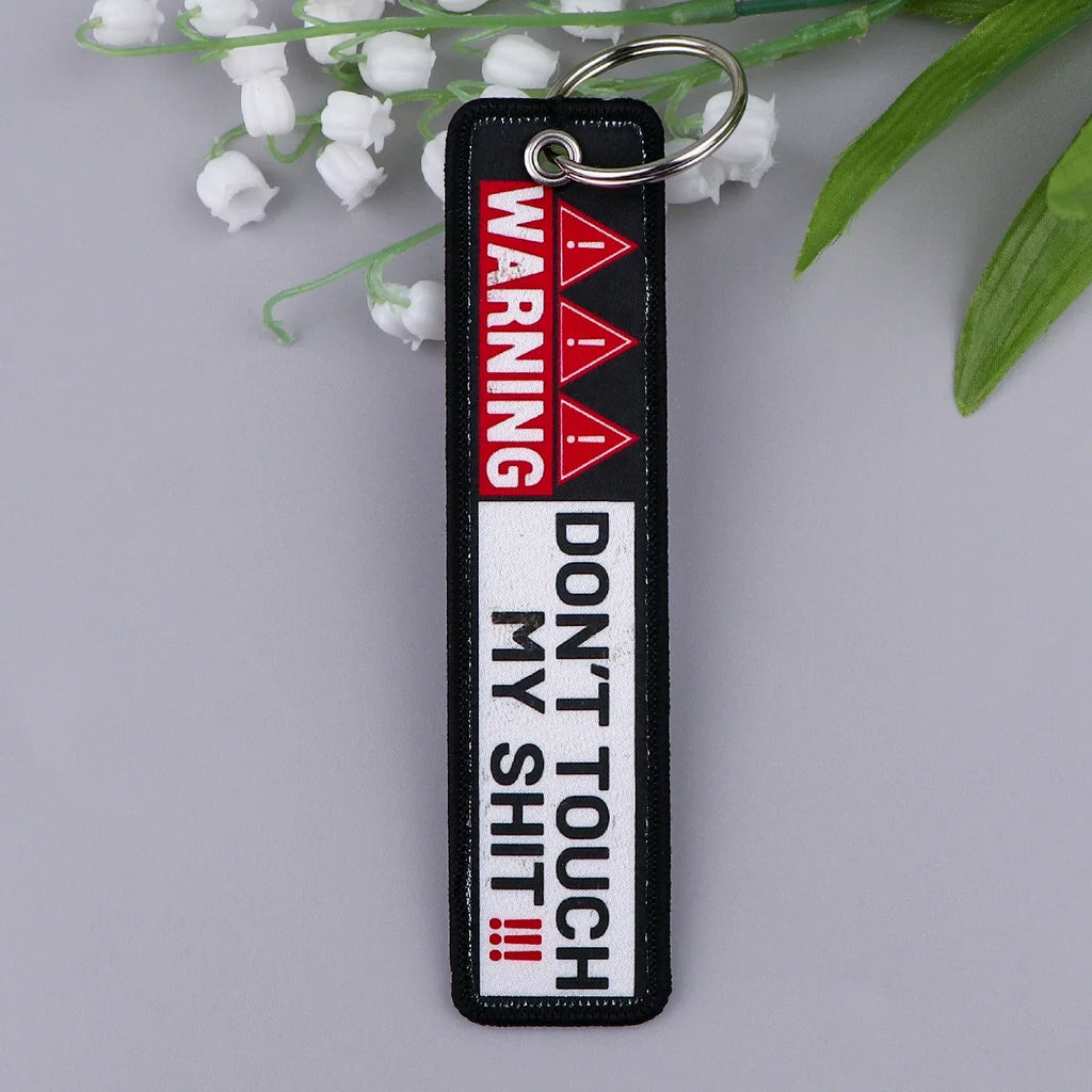 Warning Quotes Embroidery Key Fob | Motorcycle Car Keychain Gift