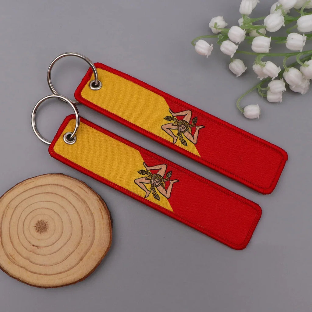 National Flags Embroidery Key Fob | Motorcycle Car Backpack Keychain