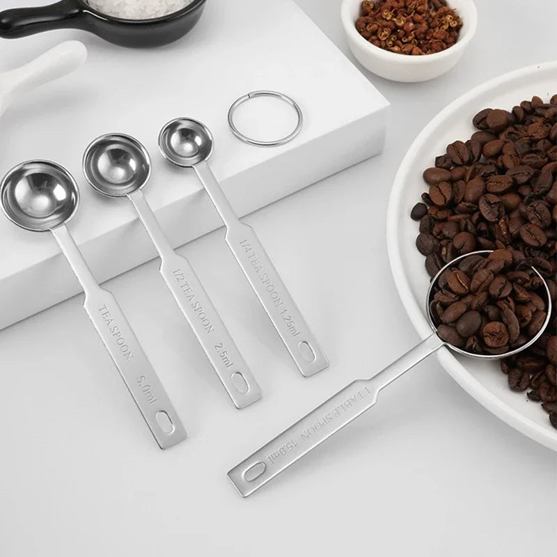 Stainless Steel Measuring Spoon Set 4-Piece | Stackable Kitchen Scoops