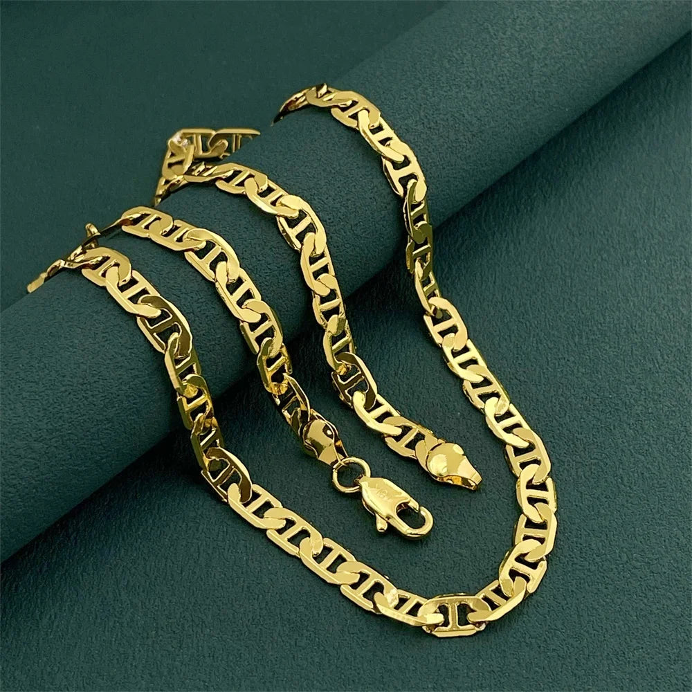 Andara 925 Sterling Silver Gold Plated 6mm Figaro Necklace | Unisex Engagement Gift