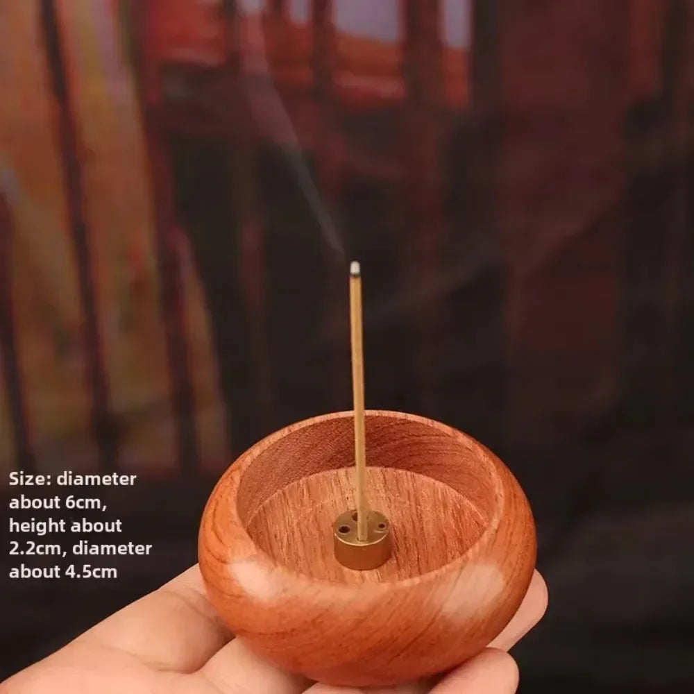 Solid Wood Incense Burner | Mini Circular Incense Stove for Indoor Use