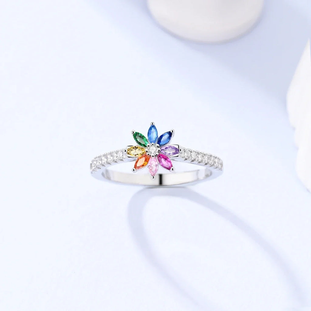 925 Sterling Silver Heart Ring with Cubic Zircon | Geometric Wedding Band for Women