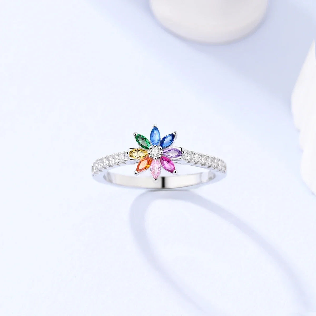 925 Sterling Silver Heart Ring with Cubic Zircon | Geometric Wedding Band for Women