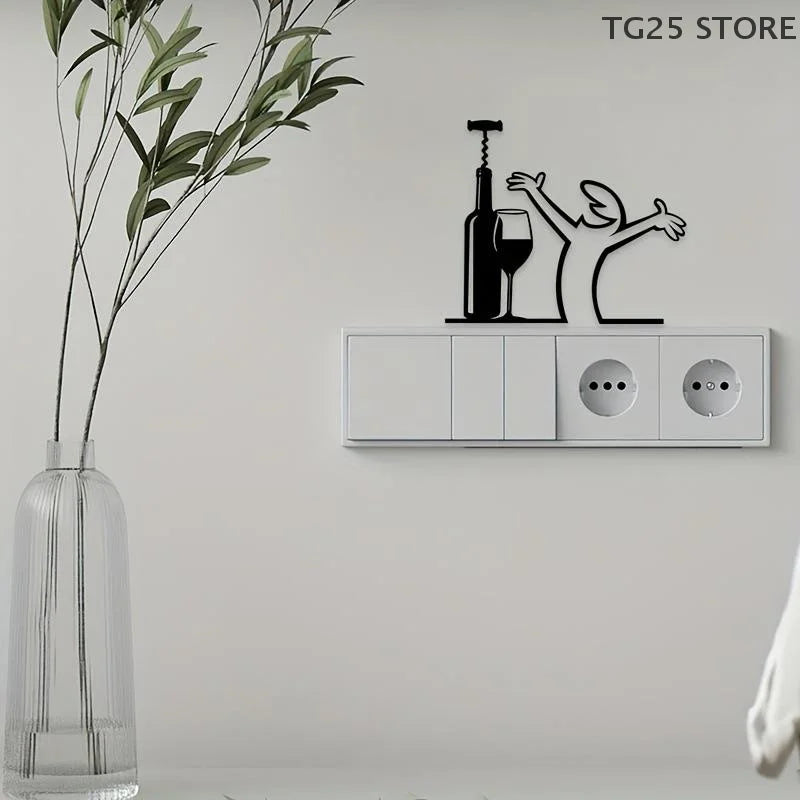 Line Figure Metal Poster for Living Room | Modern Switch Sticker Wall Art
