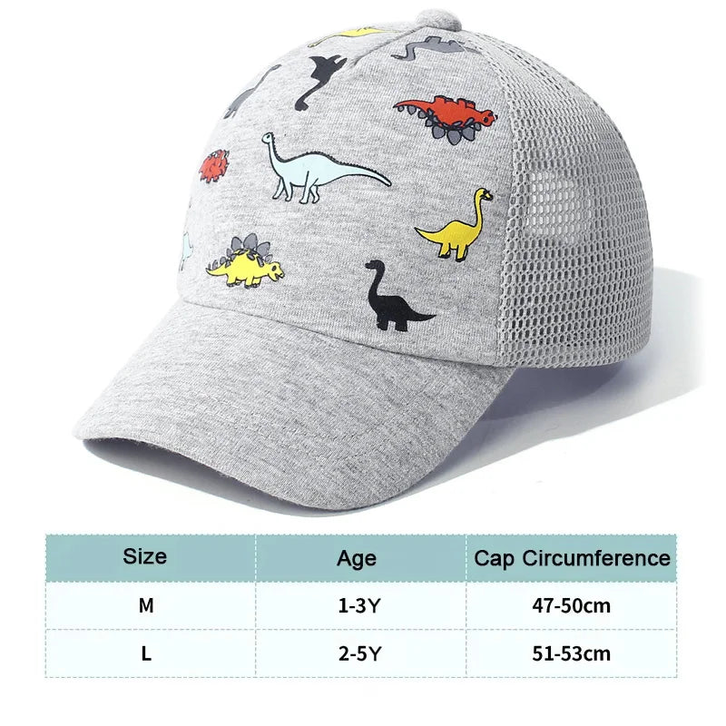 Kids Dinosaur Baseball Cap | Breathable Sun Hat for Baby Boys Girls