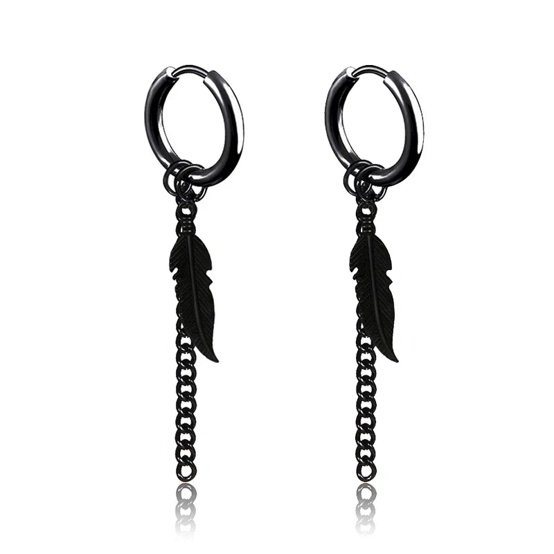 Vintage Punk Stainless Steel Stud Earrings for Men Women | 1 Pair Black Earrings Set